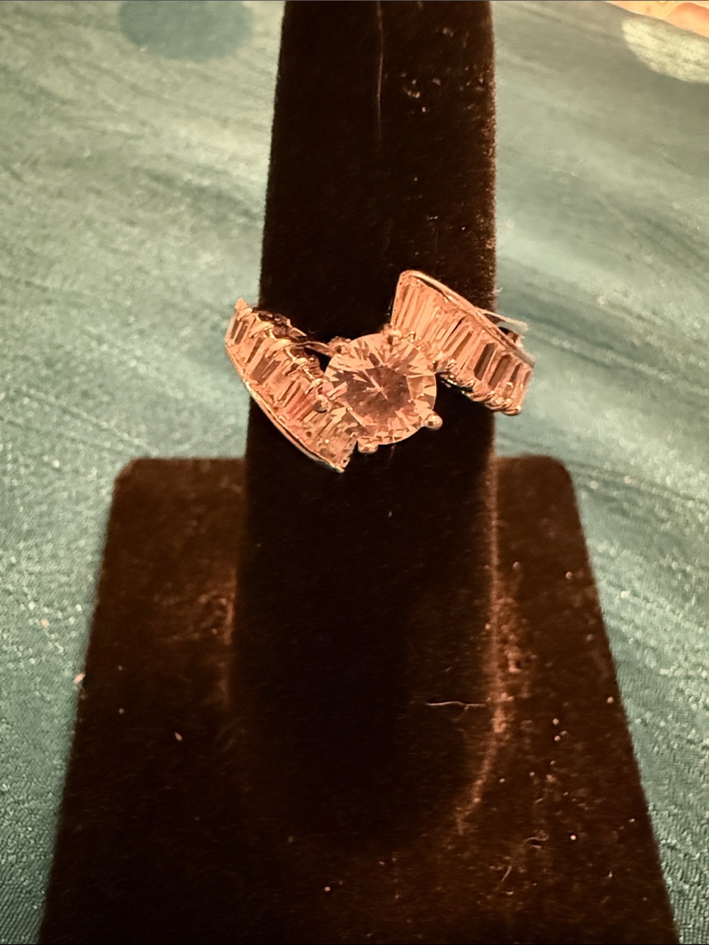 Silver-Tone Clear Cubic Zirconia Statement Ring - Clear